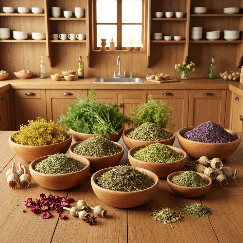 Dried herbs and ingredients